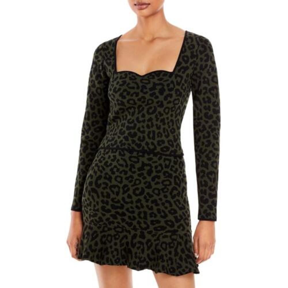 Aqua Womens Animal Print Jacquard Pullover Top Size Small